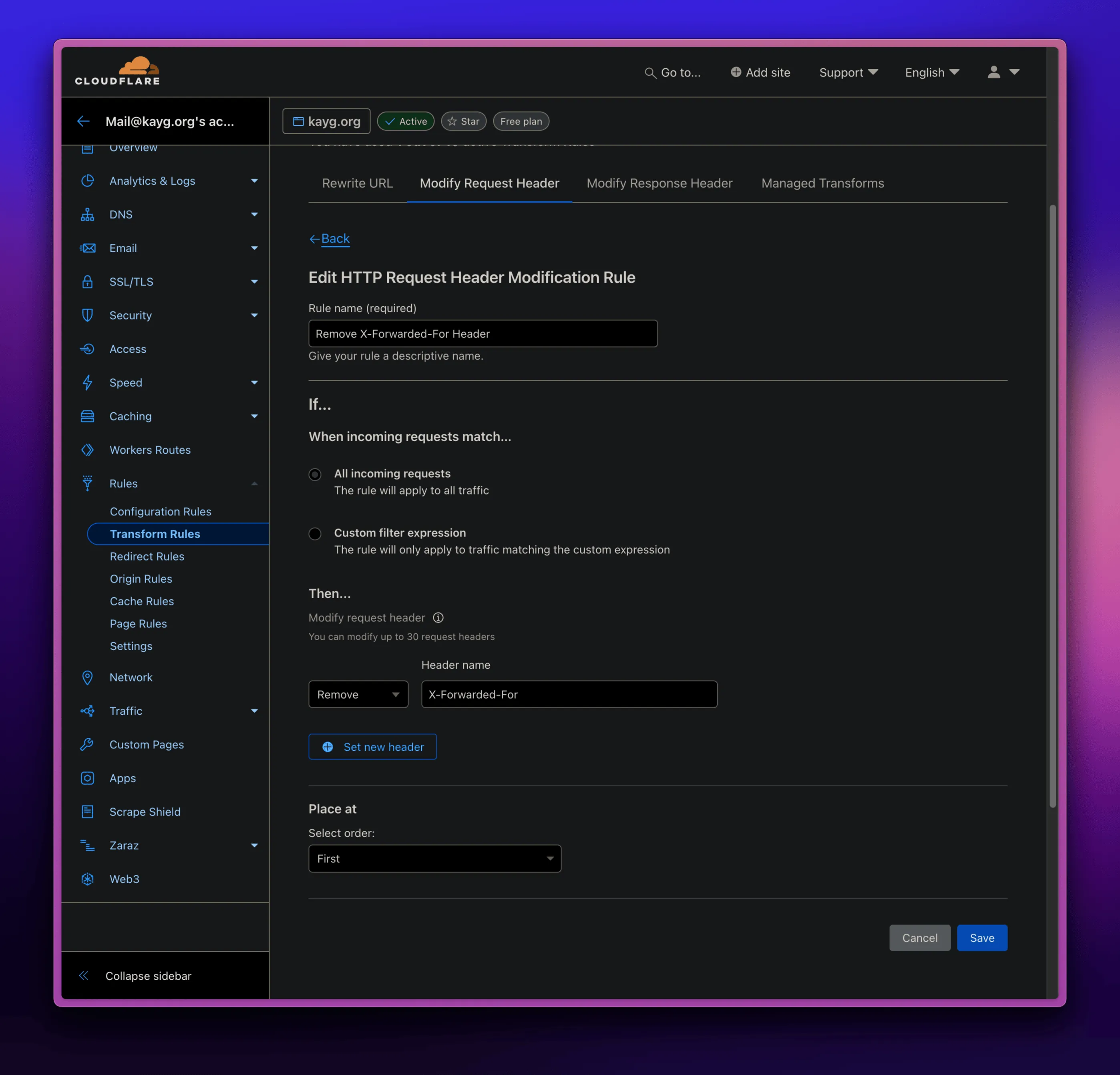cloudflare-transform-rule