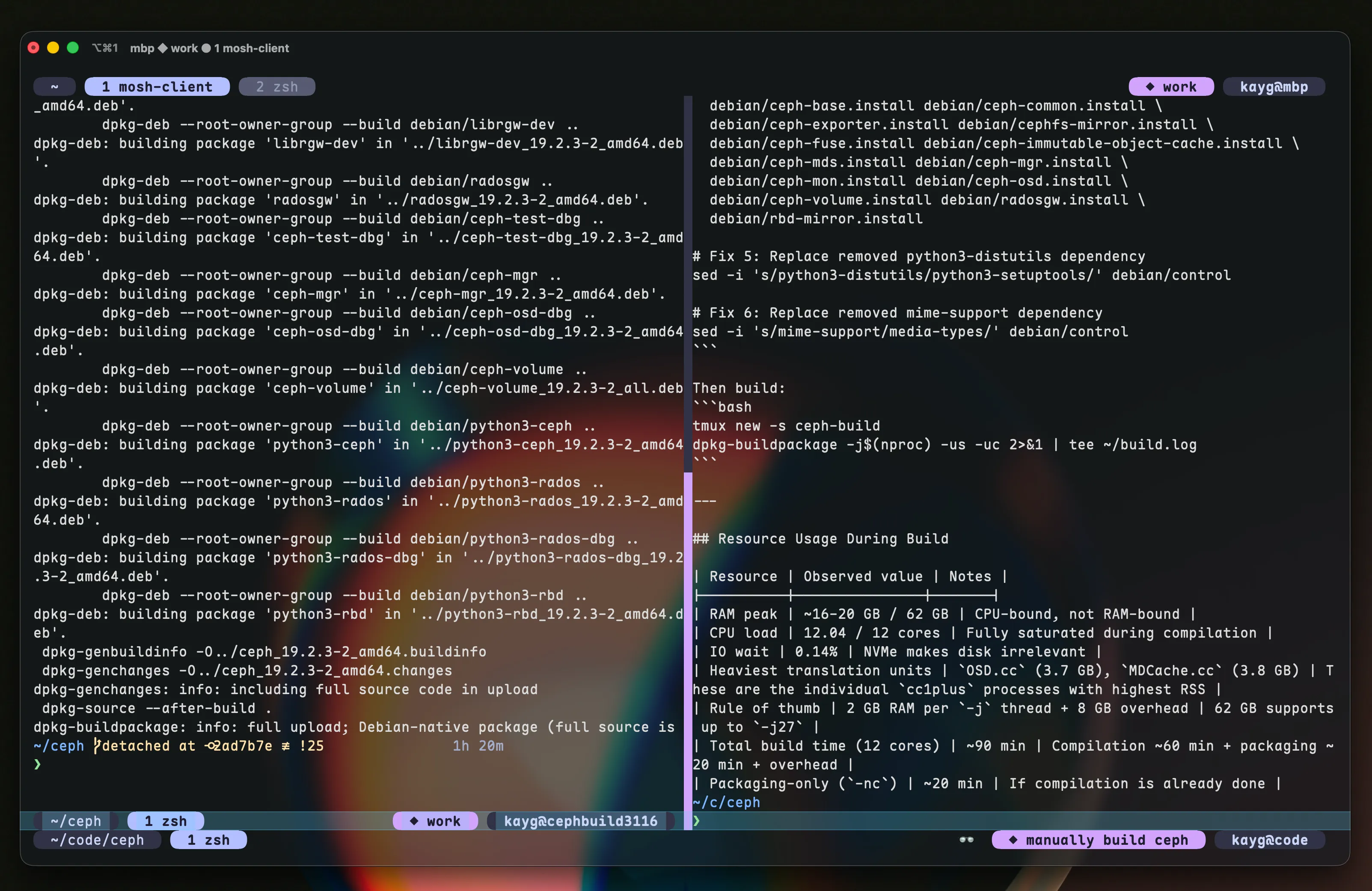 Sessions, windows and panes
