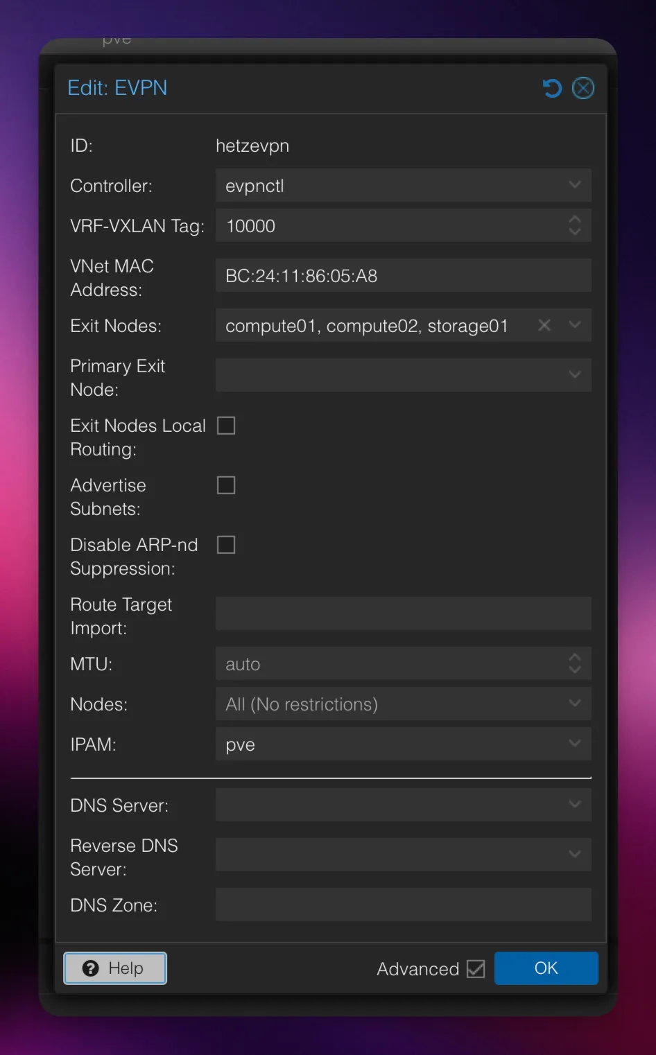 proxmox-sdn-evpn-zone