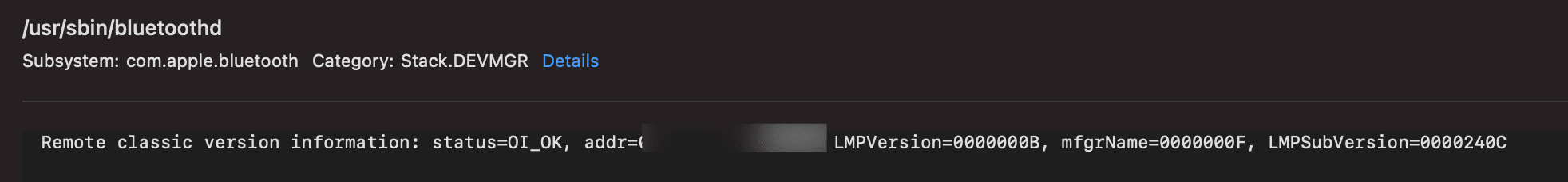 LMP Version and Bluetooth Information on MacOS