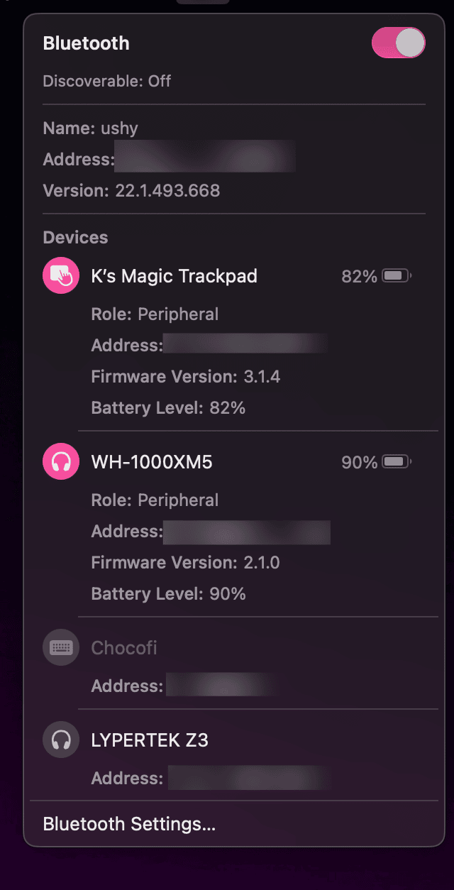 LMP Version and Bluetooth Information on MacOS