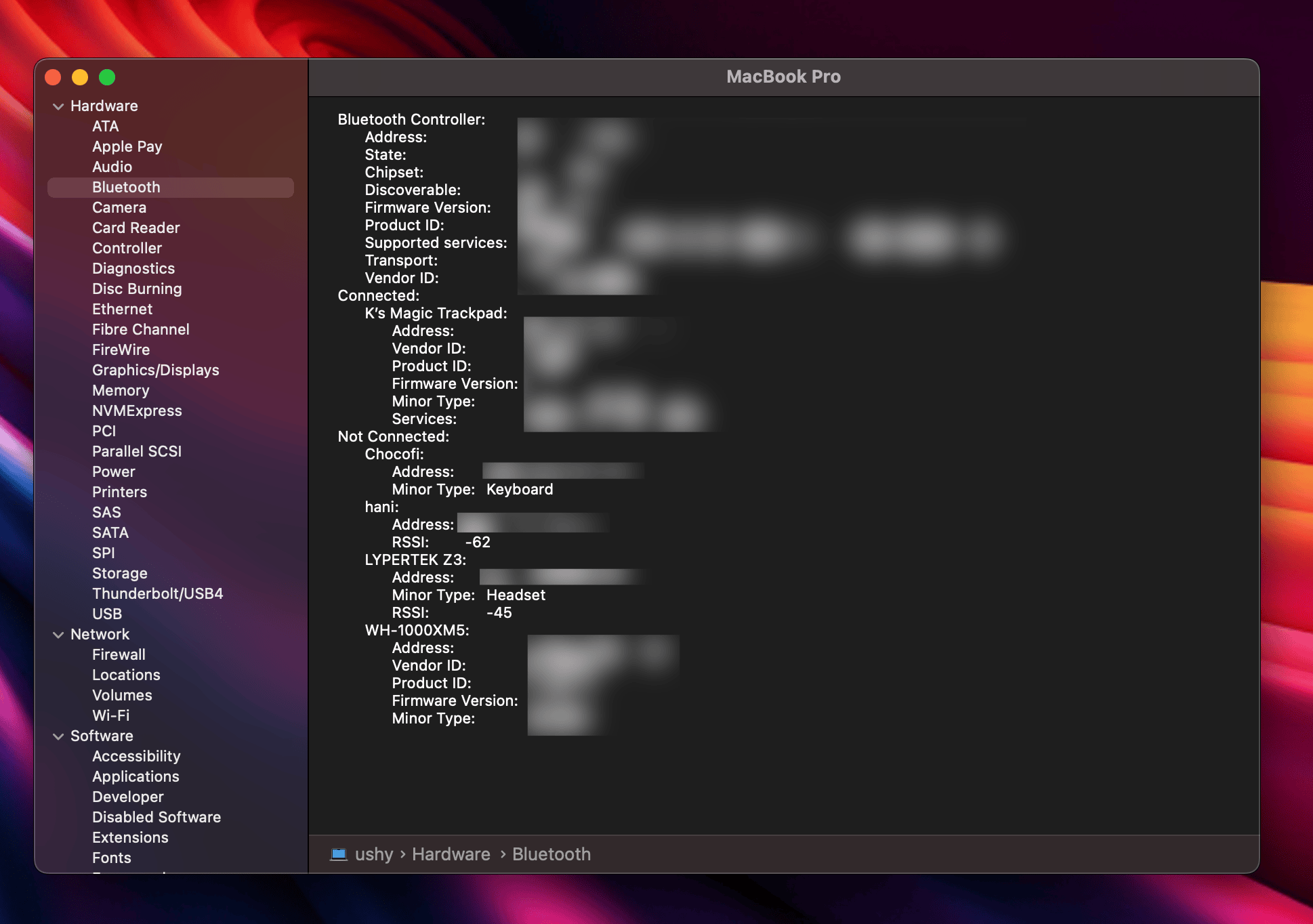 LMP Version and Bluetooth Information on MacOS